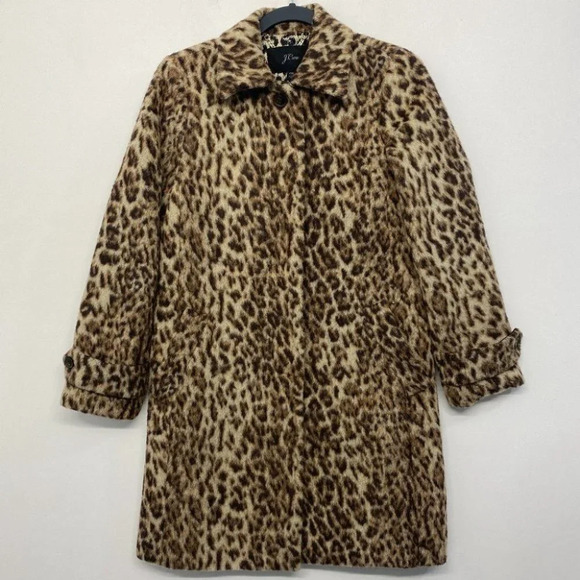 J. Crew Animal Trench Coat Double Leopard 00 Wool Textured - Picture 7 of 13